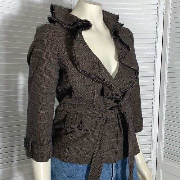 Vintage Y2K Ruffled Fitted Blazer Jacket Size 8 - Picture 1 of 12